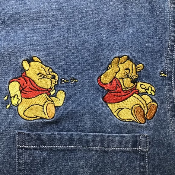The Disney Store Winnie the Pooh Embroidered Blue Denim Button-Down Shirt - Picture 6 of 10